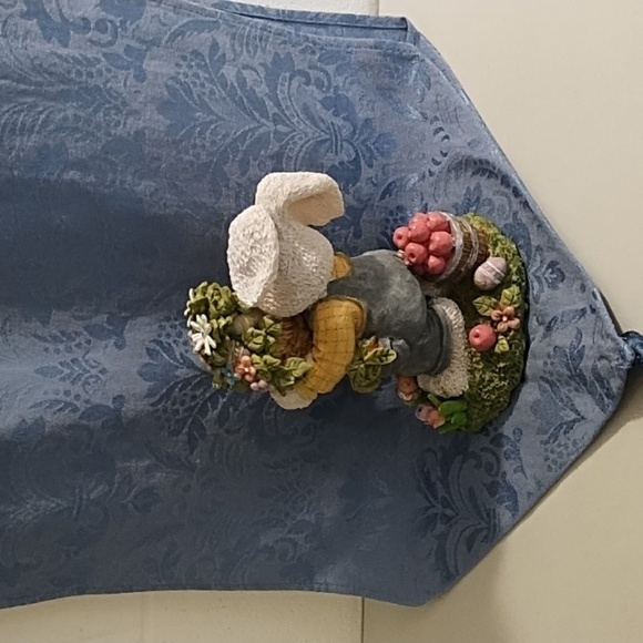 Charming Easter Scape Bunny Figurine & Blue Table Runner 70" L X 13" W - Picture 13 of 16